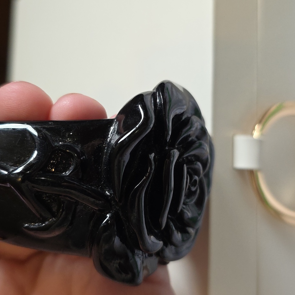 Black Rose Bracelet Bangle Chunky Oversized - Picture 14 of 14